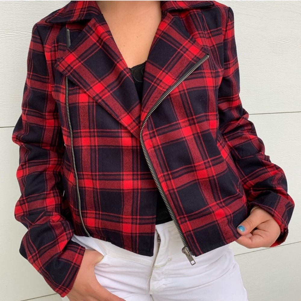 LF SEEK LABEL PLAID BLAZER